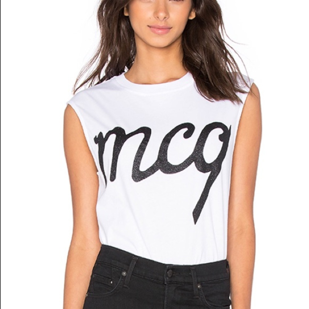 McQ Alexander McQueen boyfriend tank glitter logo